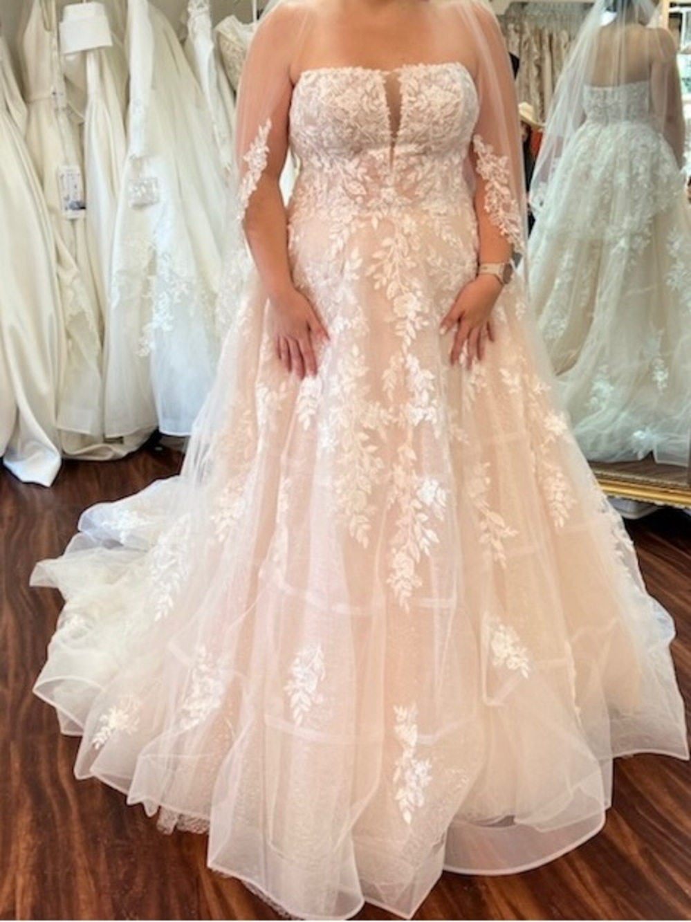 Sottero and Midgley Blush Strapless Lace A-Line Gown